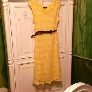 Sharagano Crochet Sheath Dress Chevron Cap Sleeves